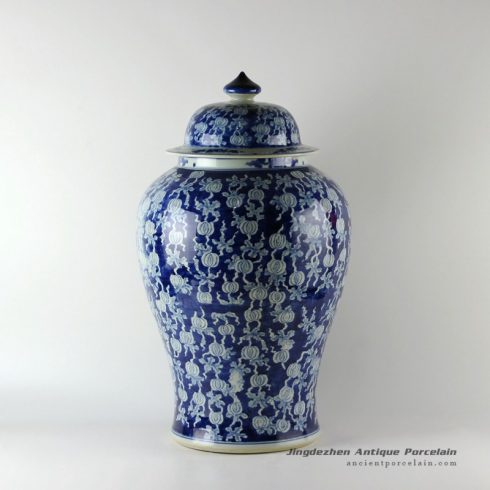 RYLU19_Wholesale hand painted white and blue floral fruit vintage Porcelain Ginger Jars