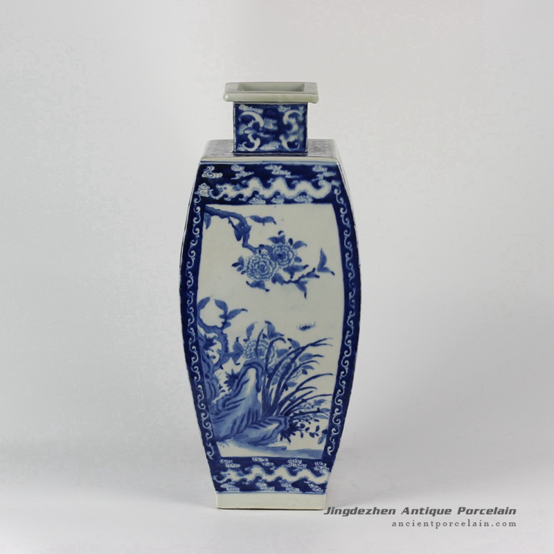 RYLU29_Hand made White Blue Porcelain Vases