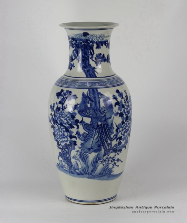 RYLU33_Flower Bird Blue and White Porcelain Vases