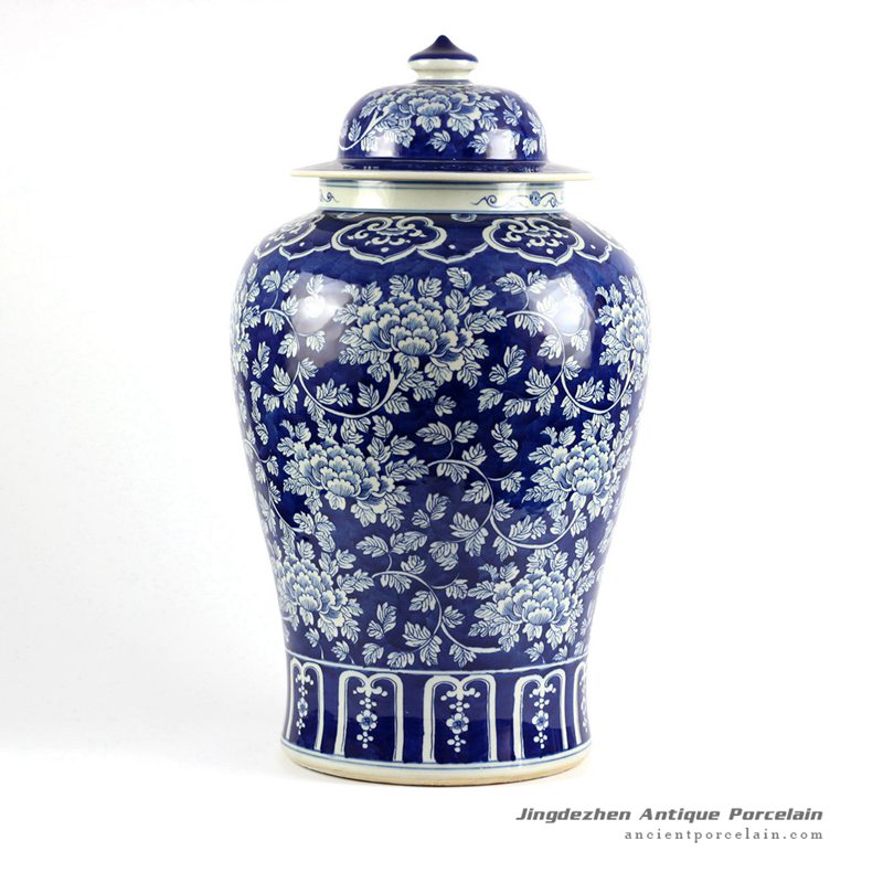 RYLU47-SMALL_Blue and white floral pattern chinese blue and white ginger jar