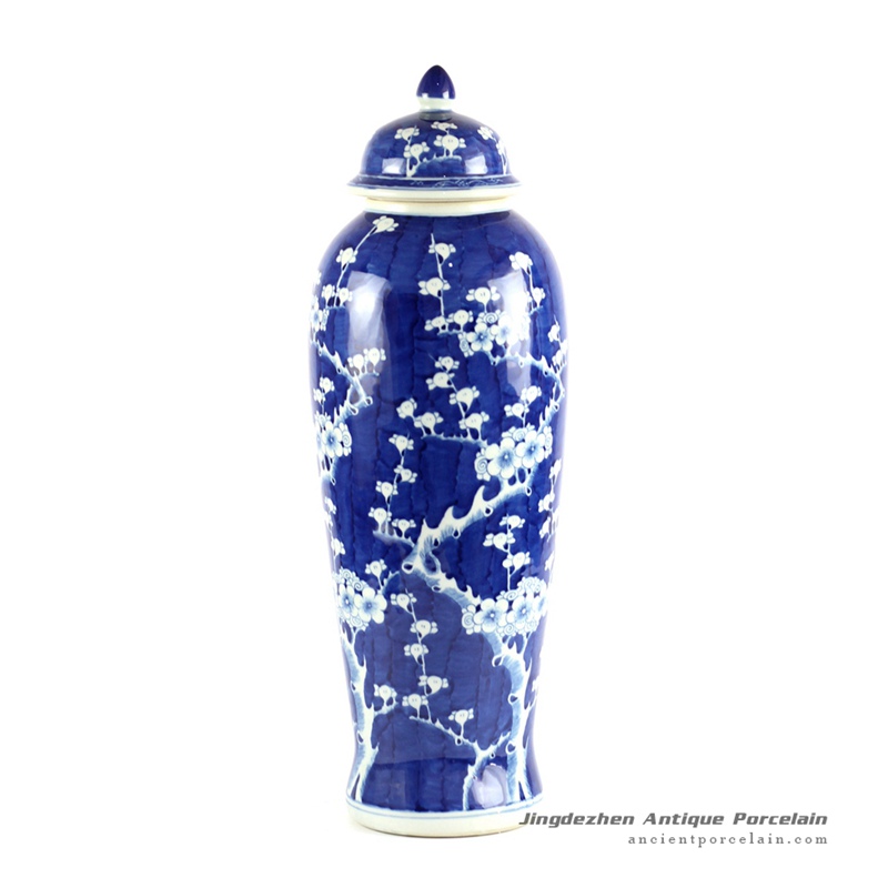 RYLU66-B_H29″ Plum blossom Blue and White Ceramic Ginger Jar