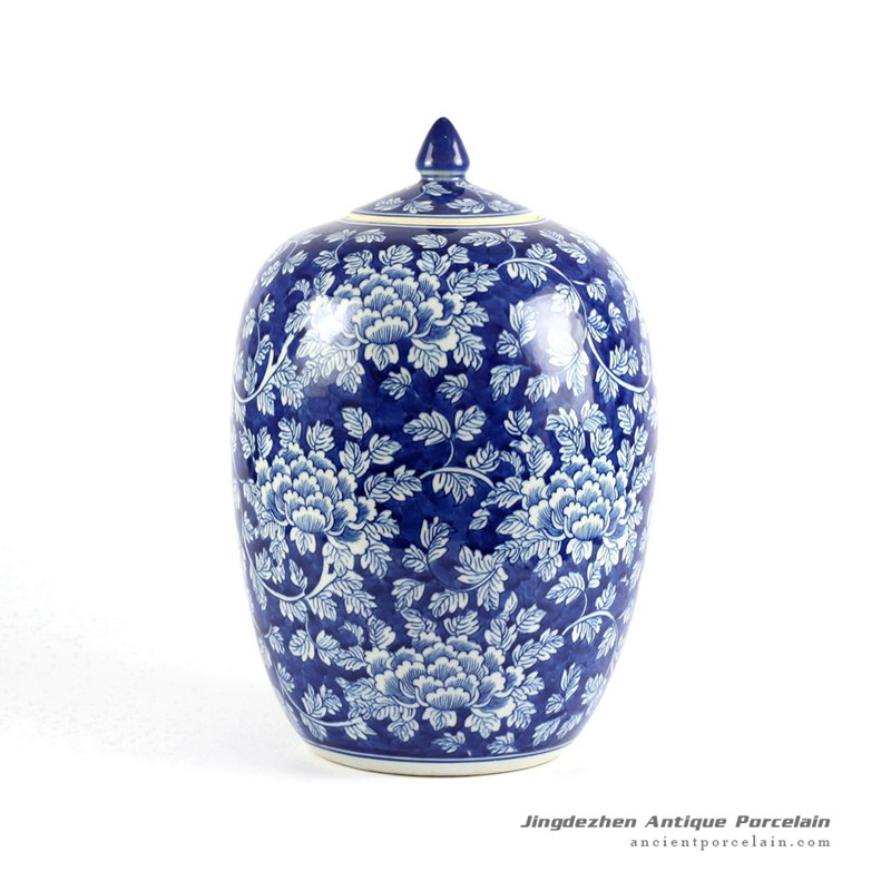 RYLU71-A_Elegant blue and white ceramic wholesale cookie jar