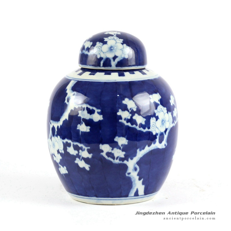 RYLU80_Blue and white hand painted plum blossom pattern Small tea jar