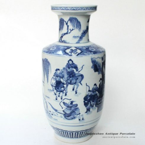 RYQQ14_16inch Qing dynasty reproduction Blue White Ceramic Vase