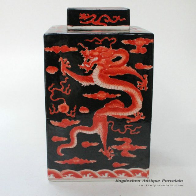 RYQQ22_Hand painted dragon design Qing dynasty reproduction Ceramic Jar