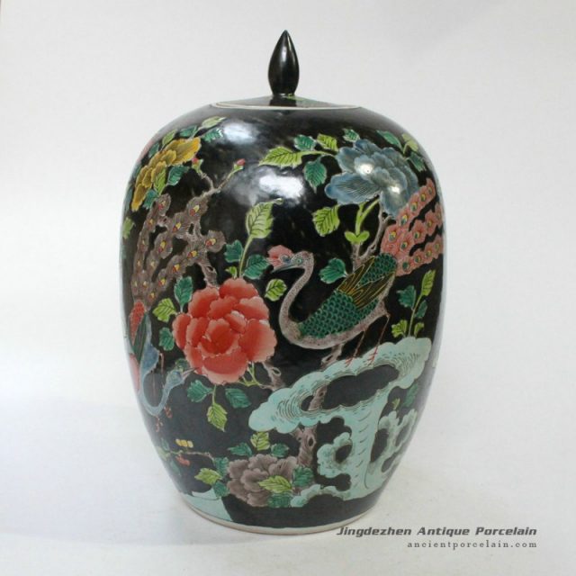 RYQQ25_13inch Qing dynasty reproduction Plain tricolour Ceramic Melon Jar