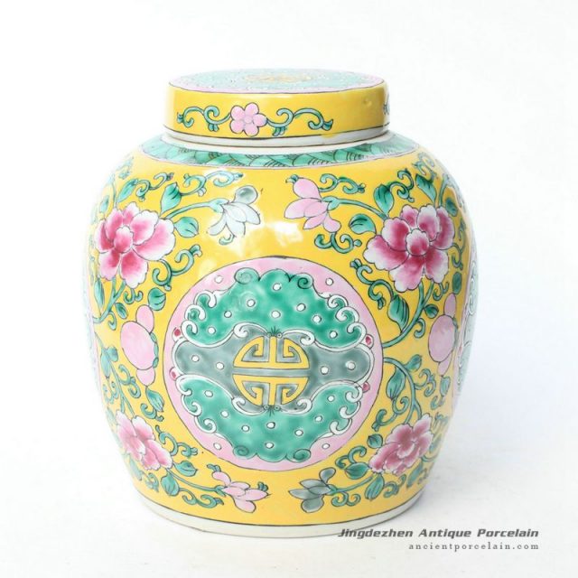 RYQQ34_7.5inch Hand painted Floral Melon Jar