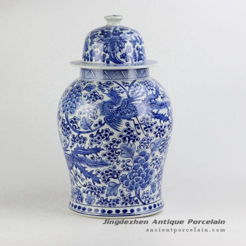 RYNQ196-A_ Floral and phoenix pattern hand paint ceramic jar for hotel decor