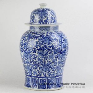 RYNQ196-B_Hand paint blue and white floral porcelain container