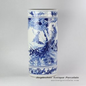 RYPB05-C_ Blue and white lover collection hand paint phoenix pattern ceramic wedding decor vase