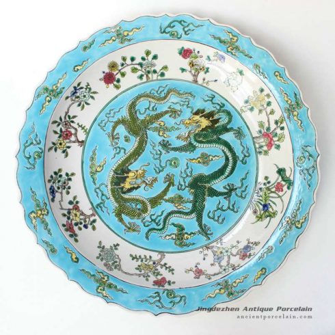 RYQQ40_ 17.5inch Dragon design Porcelain Plate