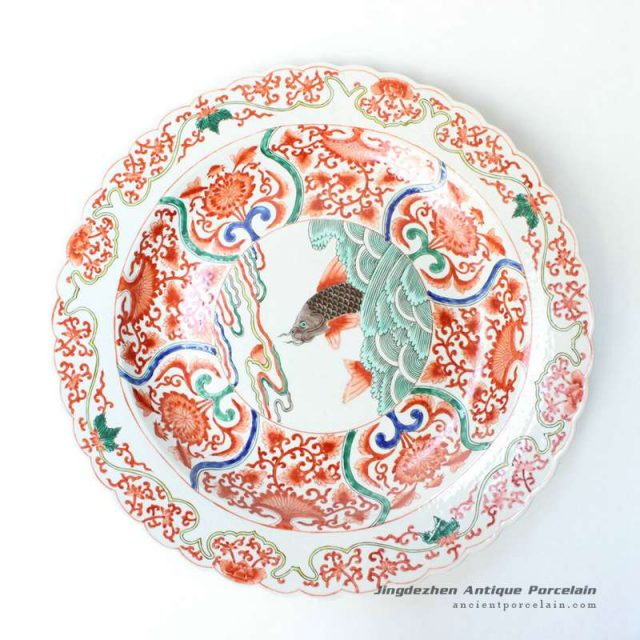 RYQQ41_17.5inch Sea and Fish design Chinese Porcelain Plate