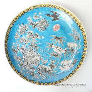 RYQQ42_17inch Flower bird design Chinese Porcelain Charger