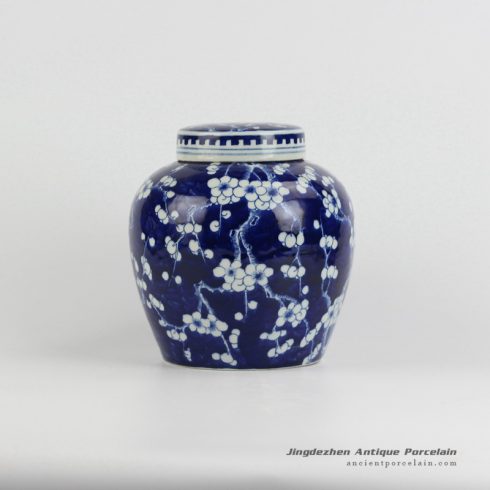 RYQQ53-D_ Best export blue and white hand paint fantastic winter sweet pattern collection ceramic urn