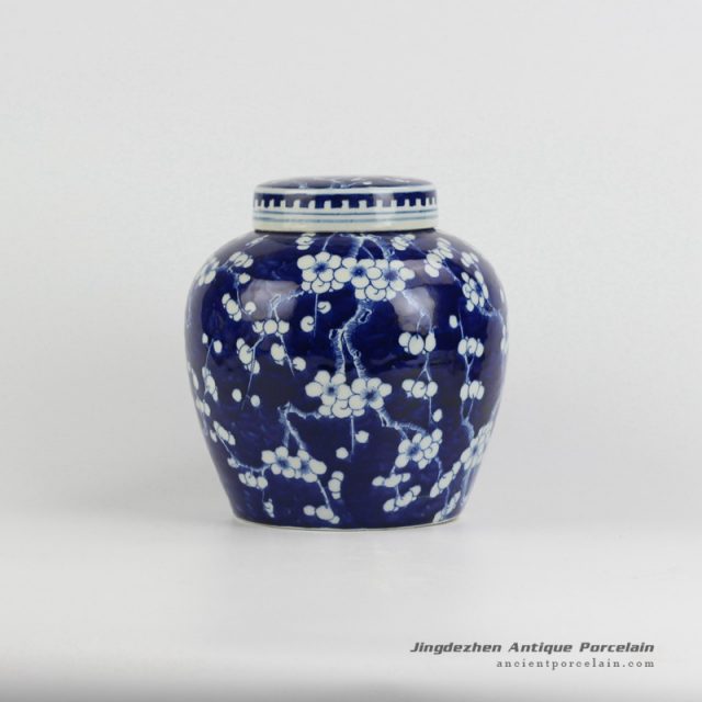 RYQQ53-D_ Best export blue and white hand paint fantastic winter sweet pattern collection ceramic urn