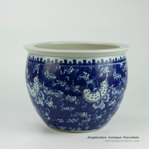 RYWD17_Hand painted blue and white large ceramic plant pot vat