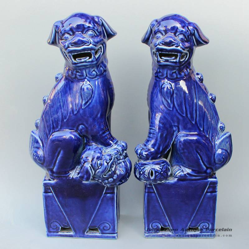 RYXZ01_17.5 inch Pair of Ceramic Foo dog