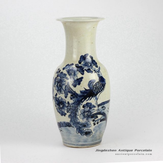 RZFI06-B_Rough clay hand paint blue and white vintage porcelain vase