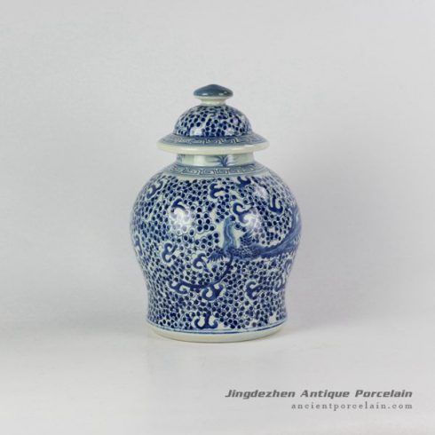 RYVM15-B_Asian mysterious historical free hand drawing skill phoenix pattern ceramic decorative jar