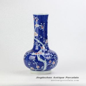 RYWG10_cherry blossom pattern blue background ceramic wedding centerpiece vase