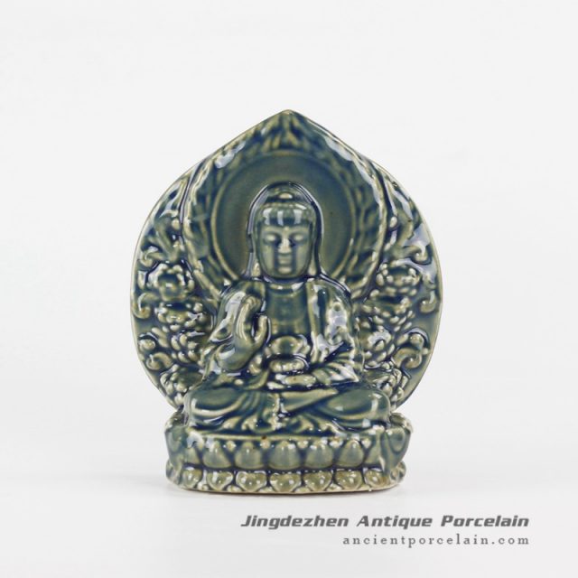 RYXP36_Sitting on lotus Buddha ceramic sculpture