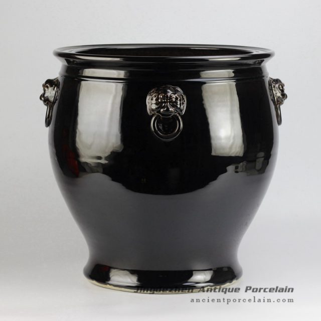 RZFH10_Lion becket solid color black china large vat