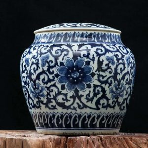 RZFQ04_Big size under glaze blue China floral ceramic storage jar for online shopping
