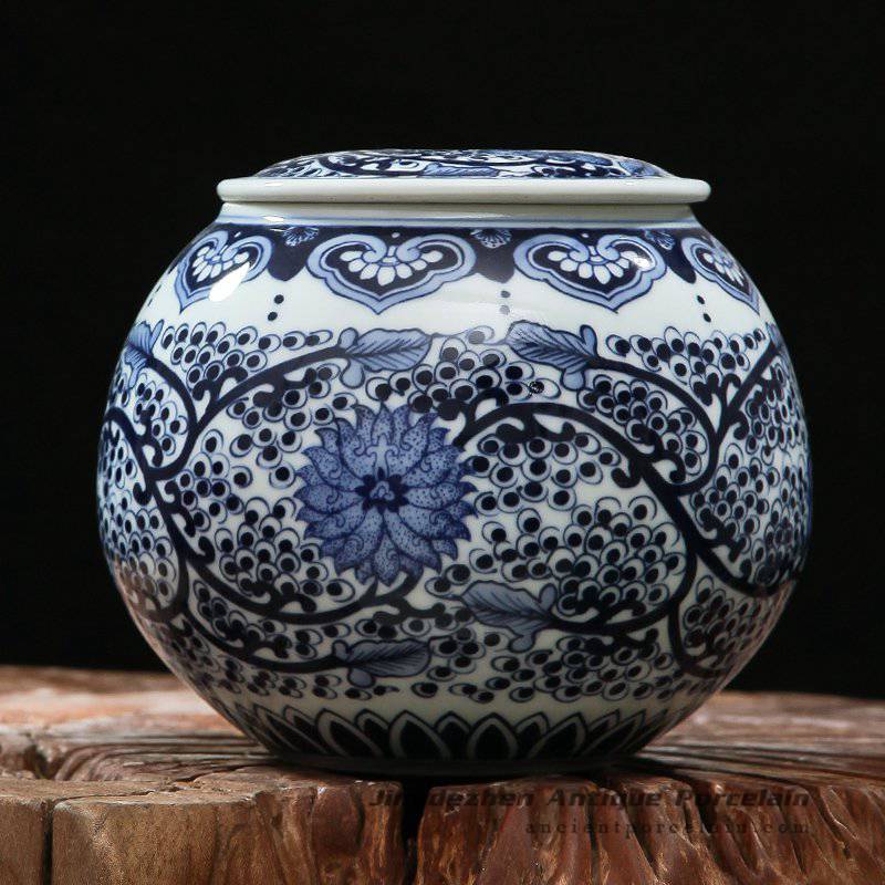RZFQ06_Round shape flat lid hand paint Chinese art jar