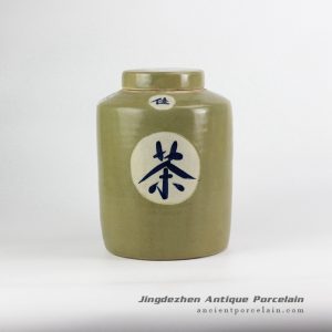 RZGH02-C_ Pantone color bespoke Chinese hand paint tea letter vintage crackle ceramic tea tin jar