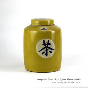 RZGH02-E_ Pantone color bespoke Chinese hand paint tea letter vintage crackle ceramic tea tin jar