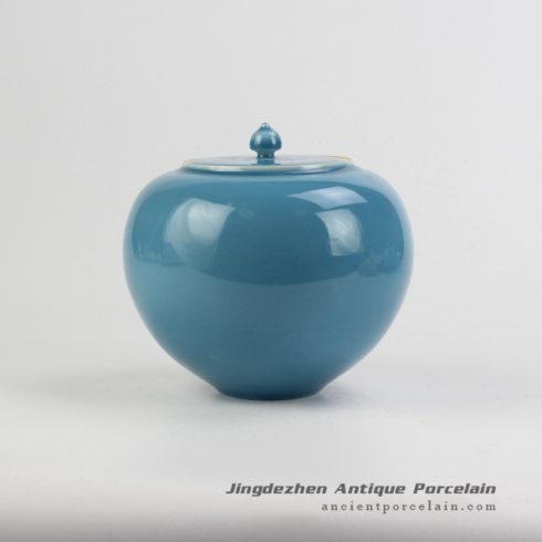 RZJR02_Apple shape cute blue solid color chinaware spice jar