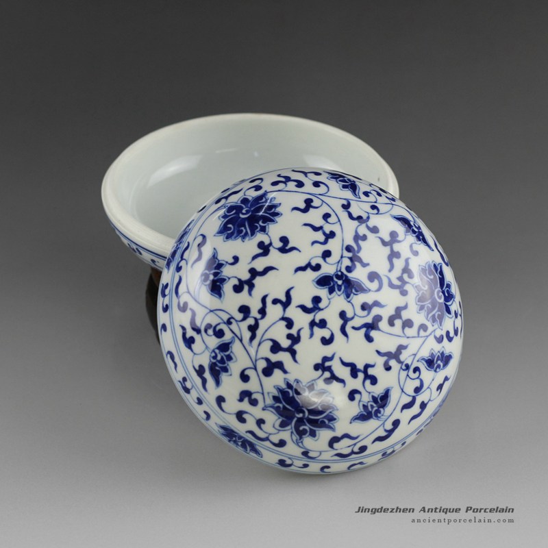 14AS46_Jingdezhen Porcelain Inkpad hand painted blue white flora design