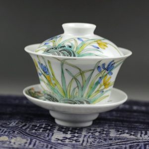 14NY12_100cc Jingdezhen Hand painted floral Porcelain Gaiwan