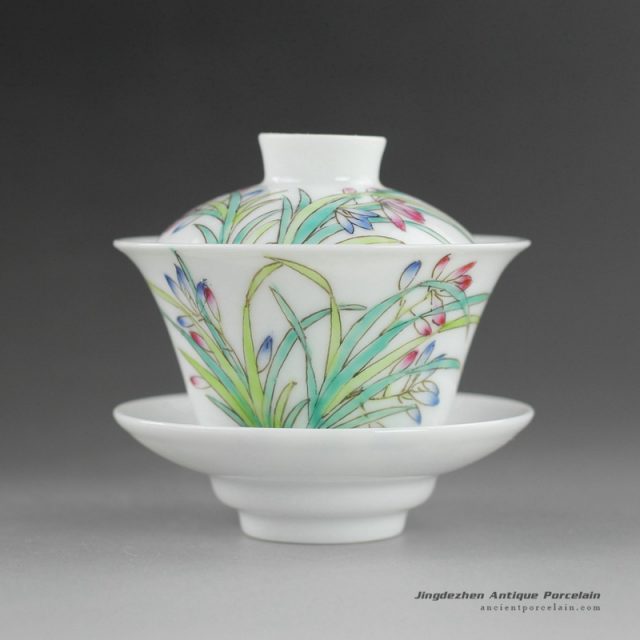 14NY12_100cc Jingdezhen Hand painted floral Porcelain Gaiwan