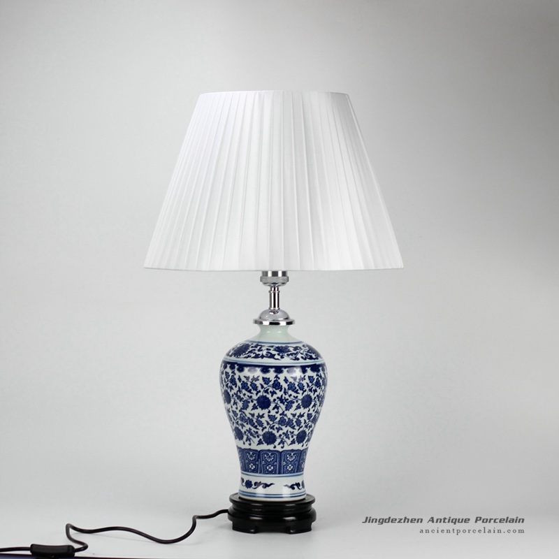 DS37-ZFU_Slender blue and white floral pattern cheap desk lamp