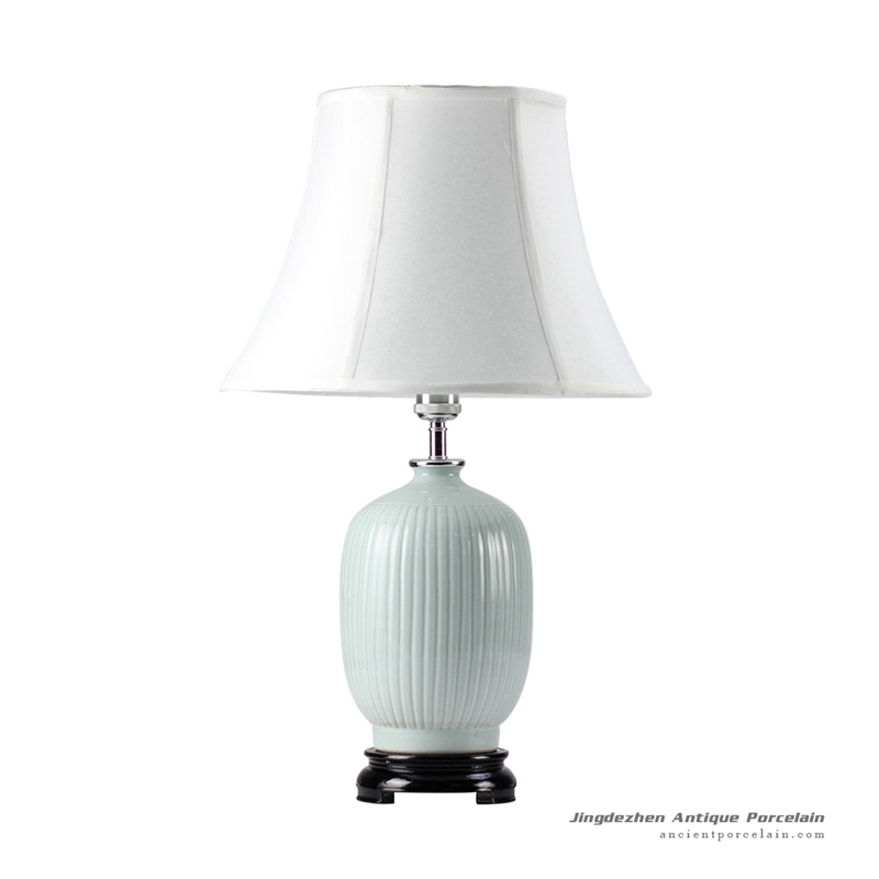 DS39-MA_Bamboo stripe design celadon glaze oriental ginger jar lamps