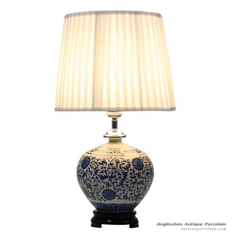 DS40-MA_Popular blue white floral mark ceramic round antique jar lamps
