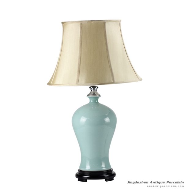DS57-RYNQ_Light blue glaze tiffany style ceramic bedchamber lamp