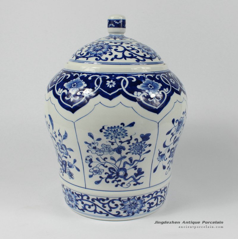 RYDE81_10.6″ Jingdezhen hand made blue white Porcelain Tea Jar
