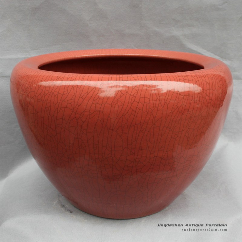 RYHD26_20″ Crackle glazed ceramic planters Red