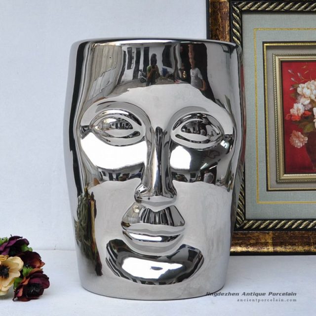 RYIR112-E_Human face shaped ceramic patio stool