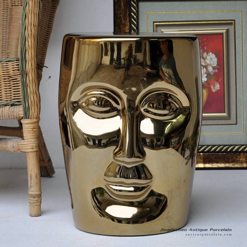 RYIR112-F_Human face shaped ceramic patio stool