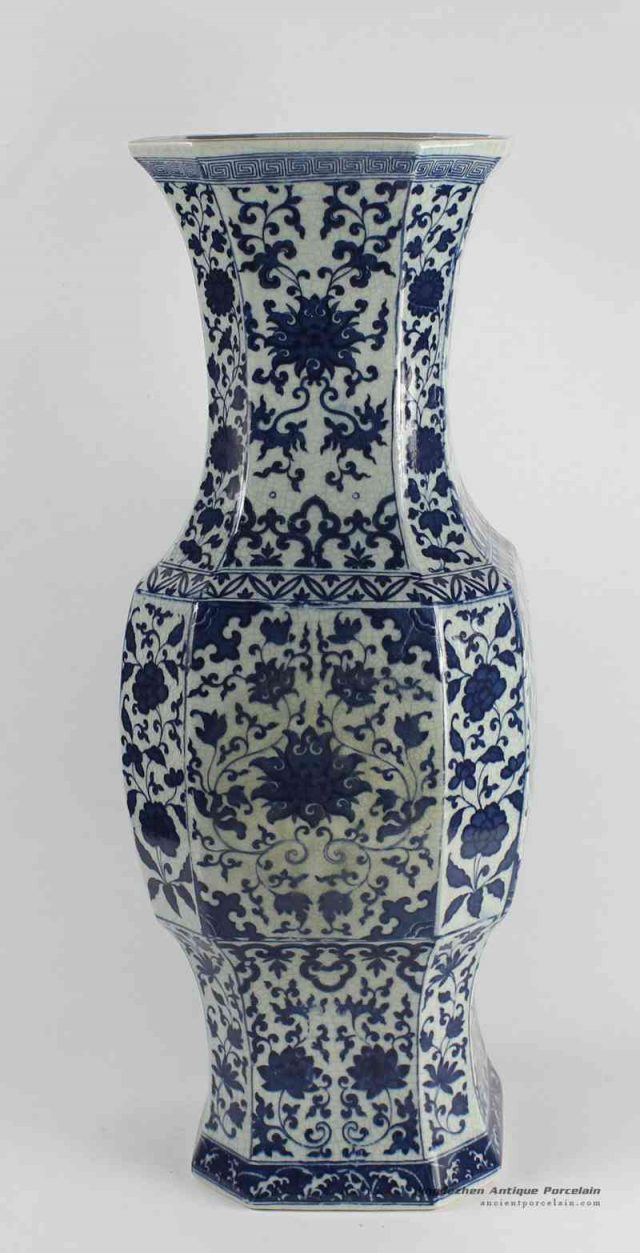 RYJF15_h21″ Chinese Crackle Blue & White Vases