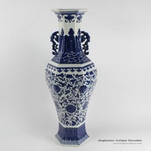RYJF16_blue and white flora pattern ceramic vase