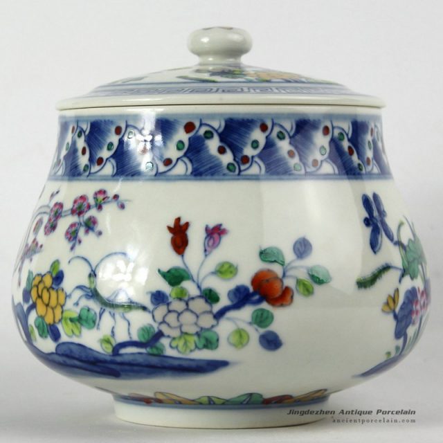 RYJH08_ Jindezhen Porcelain Tea jars, Hand painted floral design