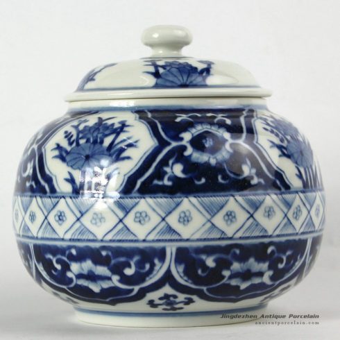 RYJH09_D6″ Jindezhen Hand painted Porcelain Tea jars, floral design