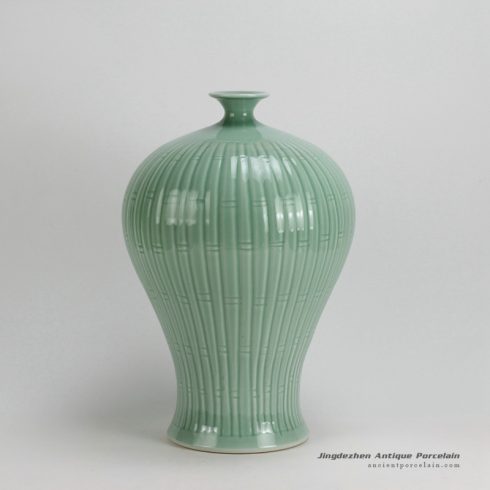 RYKB99-A_16″ Bamboo design Celadon green Meipin VaseRYKB99-A_16″ Bamboo design Celadon green Meipin Vase