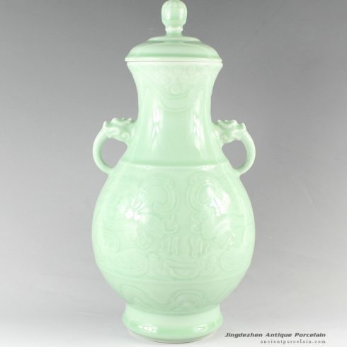 RYKX19_H15″ home decor Celadon Porcelain decorative jars