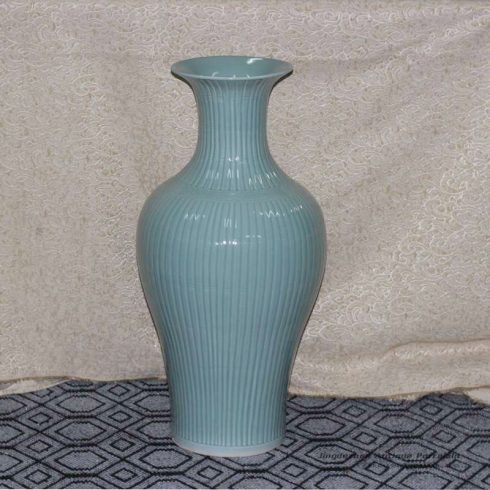 RYMA98_H26.5inch Tall Bamboo design Fishtail Celadon Ceramic Vase