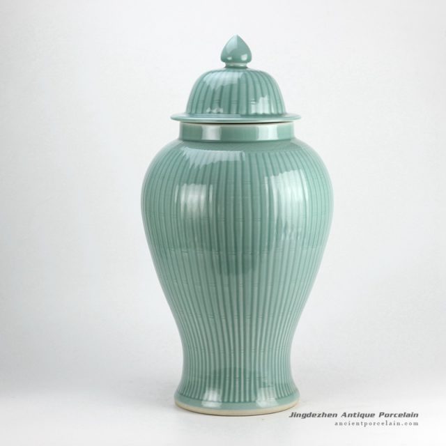 RYMA99_H23inch Bamboo design Celadon Ceramic Ginger Jar